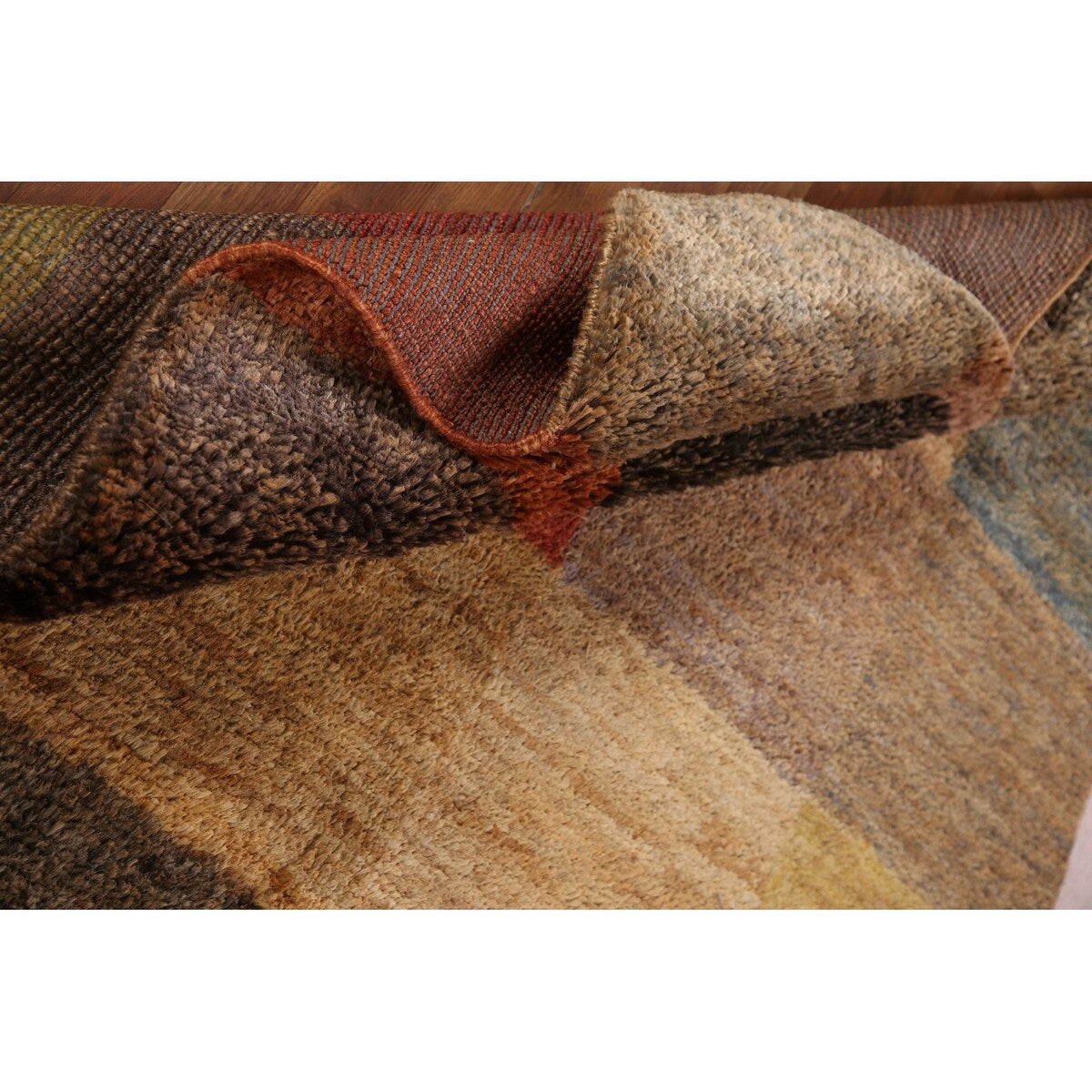 Checkered Moroccan Oriental Area Hand-knotted Jute Carpet - 5'3" x 7'7"