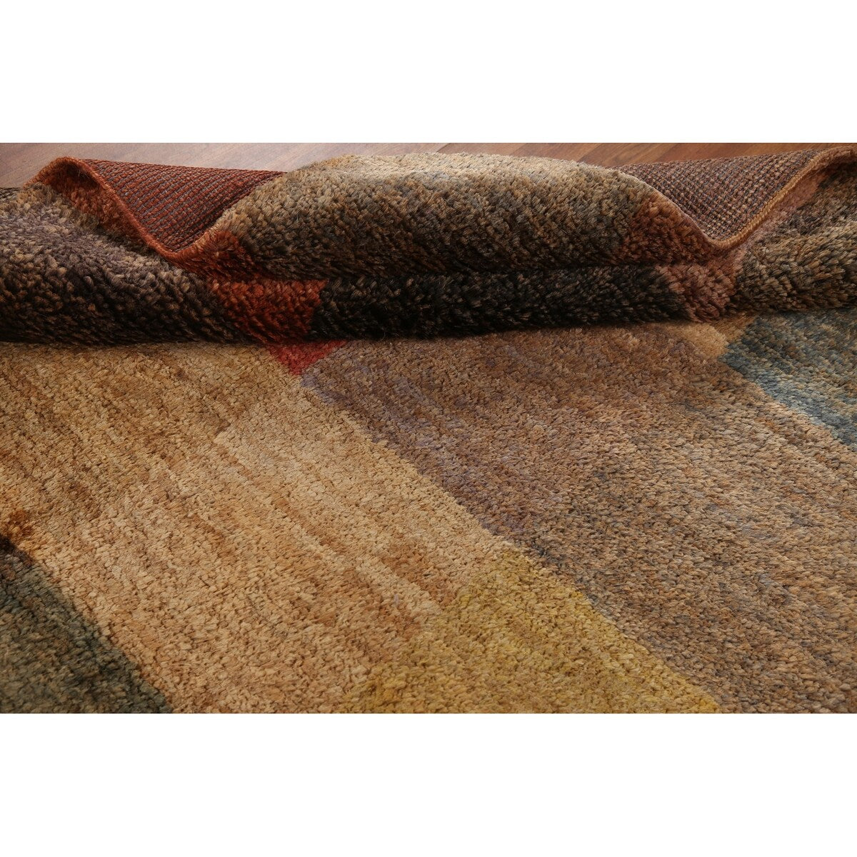 Checkered Moroccan Oriental Area Hand-knotted Jute Carpet - 5'3" x 7'7"