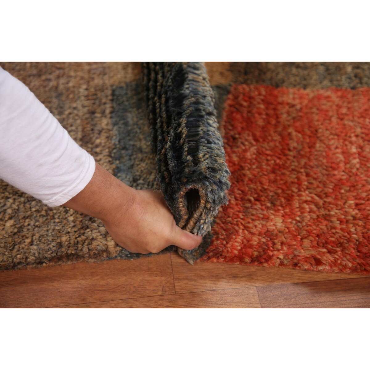 Checkered Moroccan Oriental Area Hand-knotted Jute Carpet - 5'3" x 7'7"