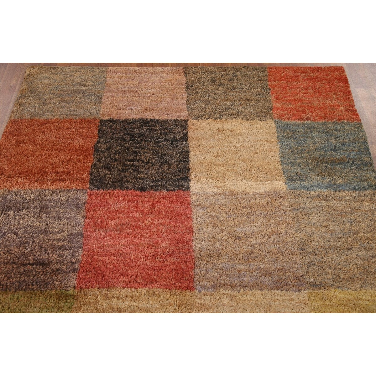 Checkered Moroccan Oriental Area Hand-knotted Jute Carpet - 5'3" x 7'7"