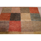 Checkered Moroccan Oriental Area Hand-knotted Jute Carpet - 5'3" x 7'7"
