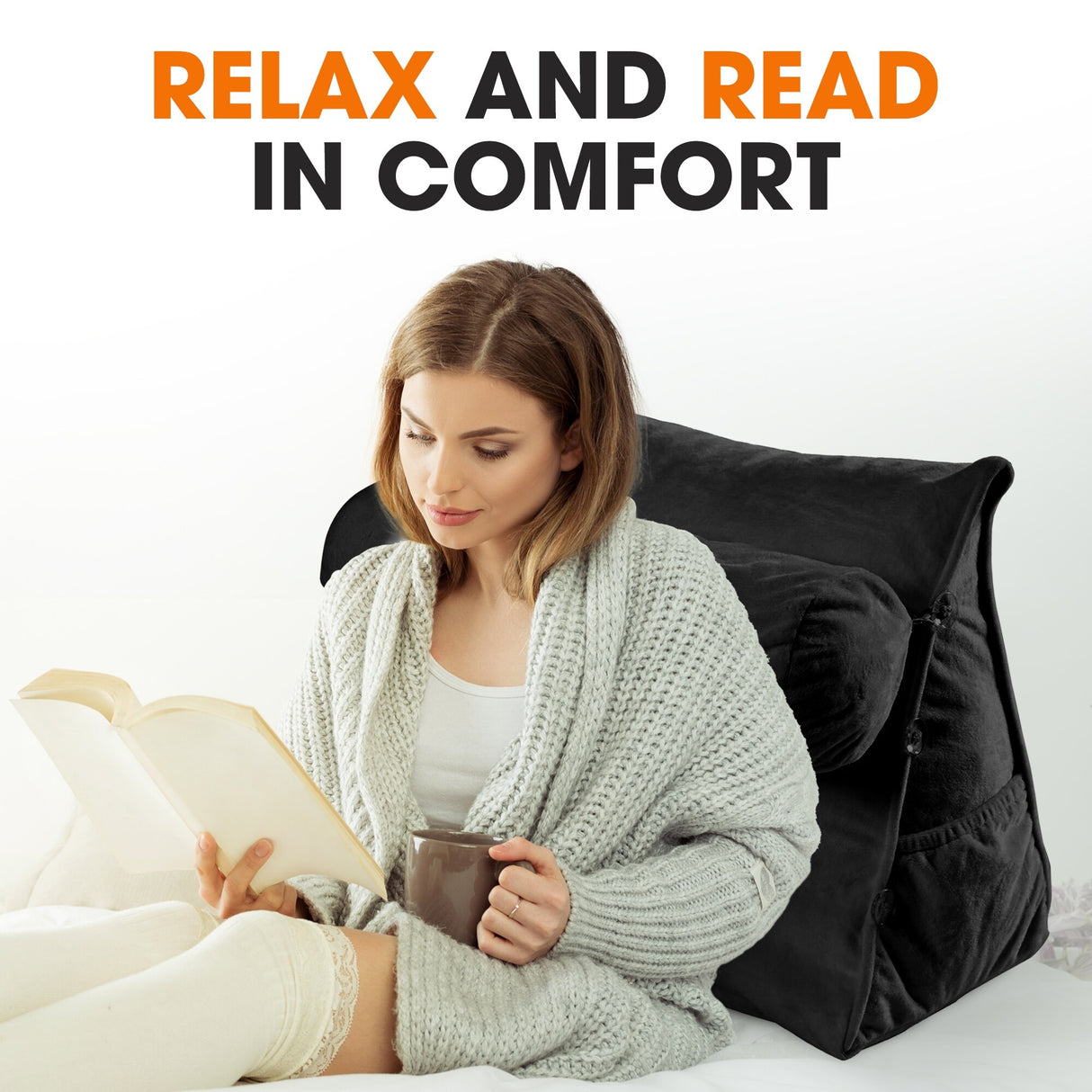 Cheer Collection Extra Large Wedge Pillow with Detachable Bolster