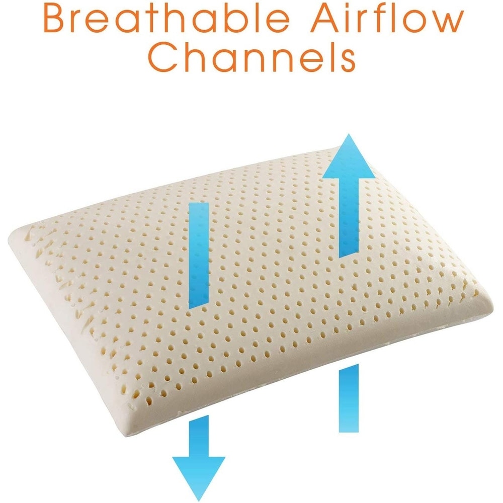 Cheer Collection Natural Latex Foam Pillow with Washable Cover - White