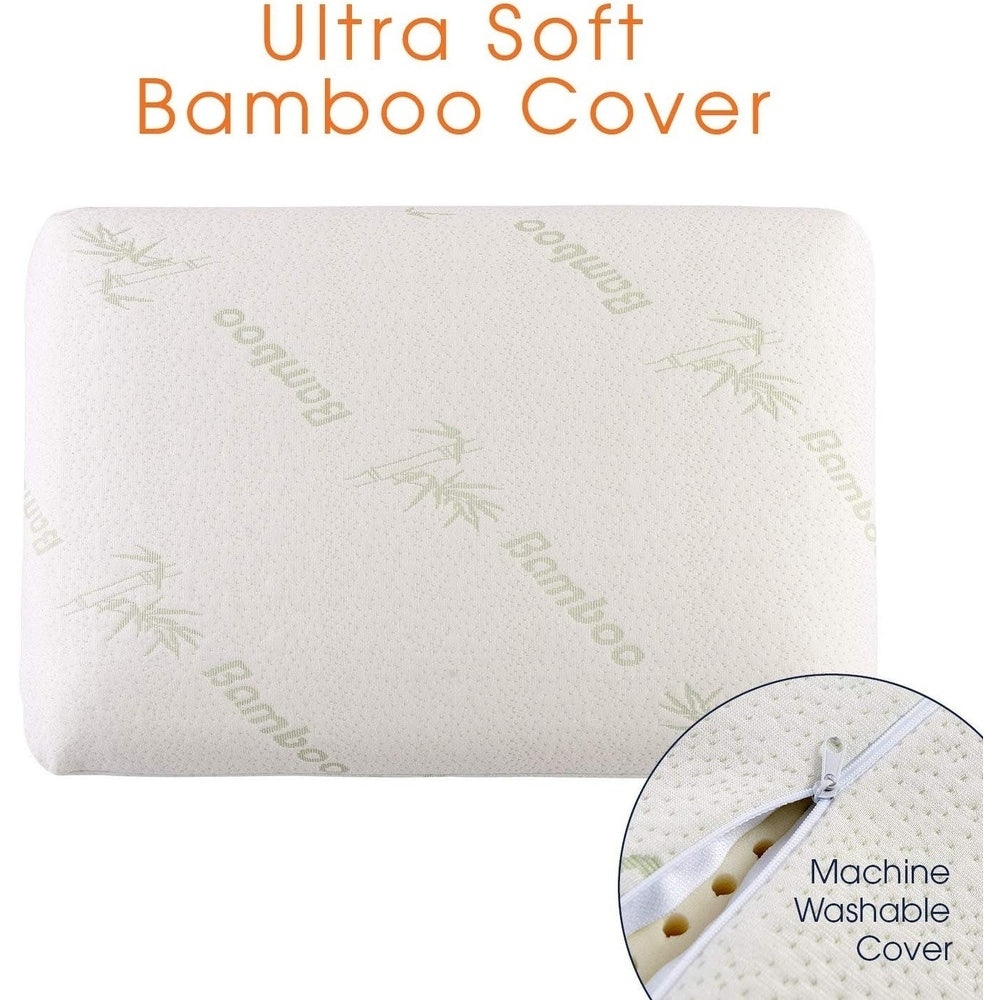 Cheer Collection Natural Latex Foam Pillow with Washable Cover - White