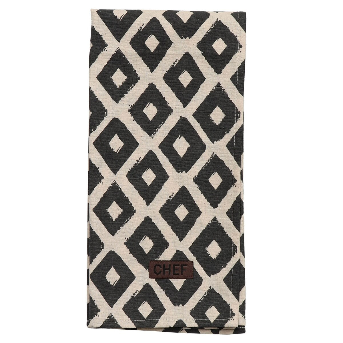 Chef's Monochrome Cotton Kitchen Towel - 28x20 Inch - Contemporary Diamond Design - 28"L x 20"W x 0.1"H