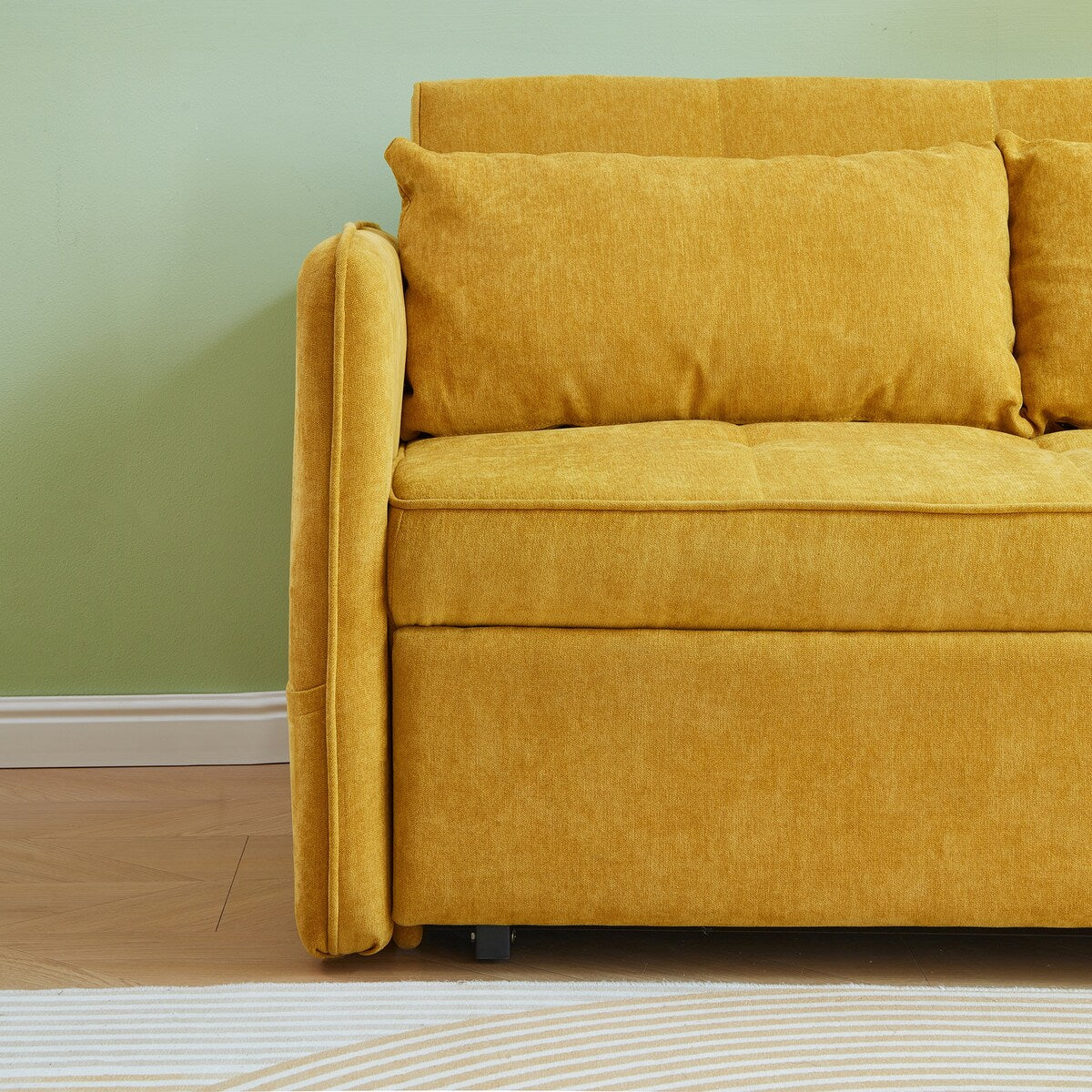 Chenille Fabric Pull-Out Sofa Bed Convertible Sleeper Loveseat Couch
