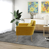 Chenille Loveseat Small Sofa Small Mini Room Couch Two-seater Sofa Padded Seat Arm Chairs with 2 Throw Pillows & Metal Legs