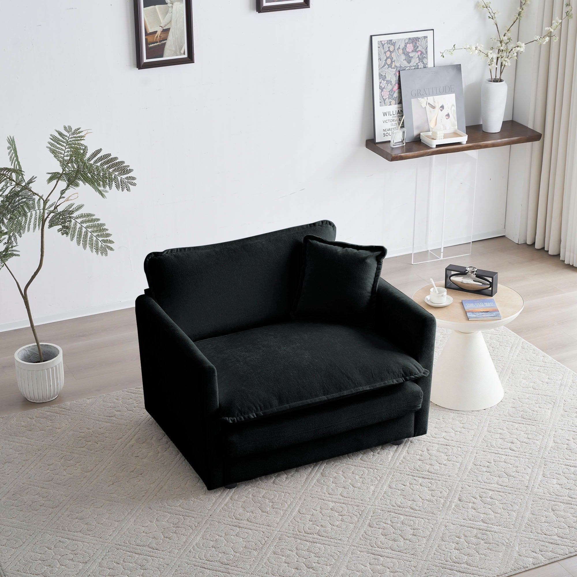 Chenille Single Sofa Chair 41.4 W Oversized Accent Chairs Modern Uph