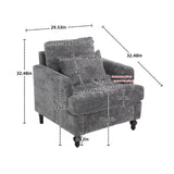 Chenille Single Sofa Chair, Upholstered Accent Chair with Soft Pillow, Mid Century Modern Reading Armchair