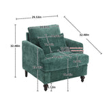 Chenille Single Sofa Chair, Upholstered Accent Chair with Soft Pillow, Mid Century Modern Reading Armchair