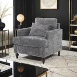 Chenille Single Sofa Chair, Upholstered Accent Chair with Soft Pillow, Mid Century Modern Reading Armchair