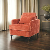 Chenille Single Sofa Chair, Upholstered Accent Chair with Soft Pillow, Mid Century Modern Reading Armchair