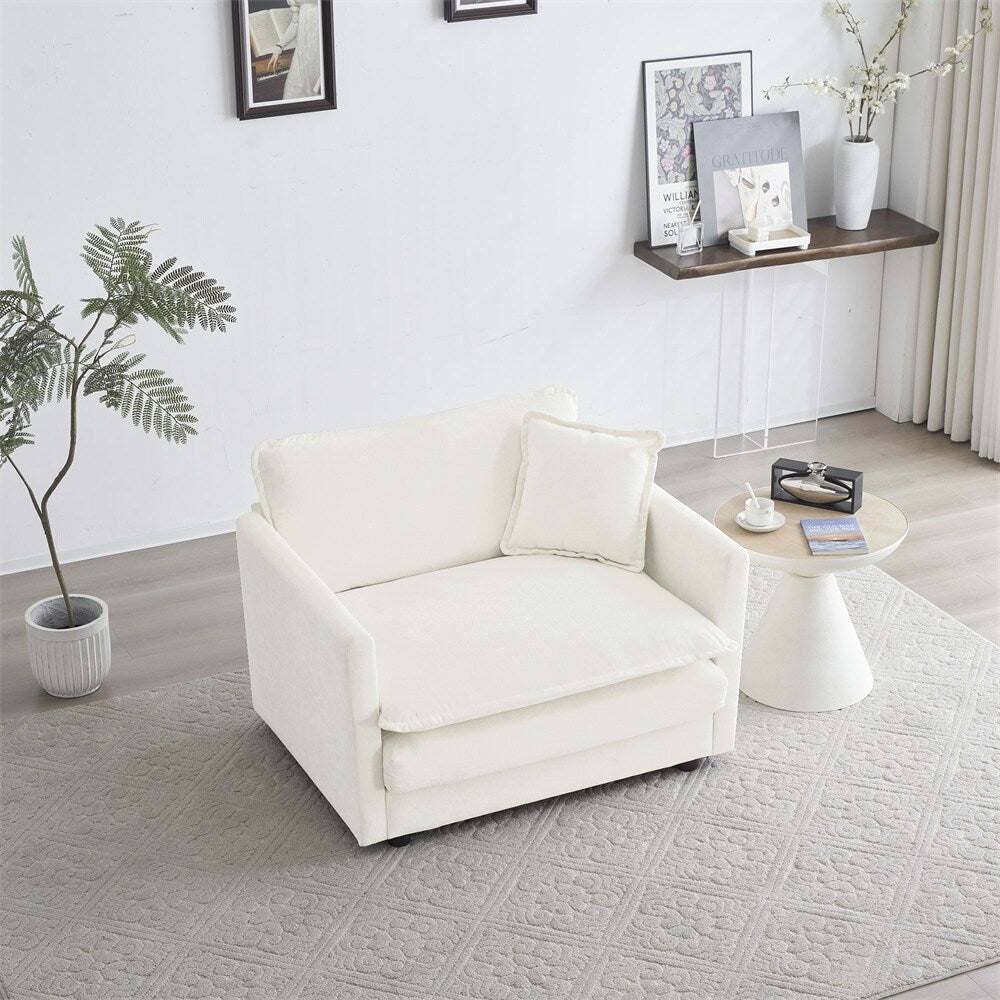 Chenille Single Upholstered Reading Armchair Living Room Chair