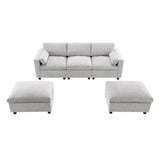 Chenille U-Shaped Sectional Sofa, Convertible Sofa Bed with Ottoman