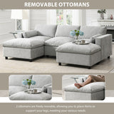 Chenille U-Shaped Sectional Sofa, Convertible Sofa Bed with Ottoman
