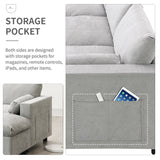 Chenille U-Shaped Sectional Sofa, Convertible Sofa Bed with Ottoman