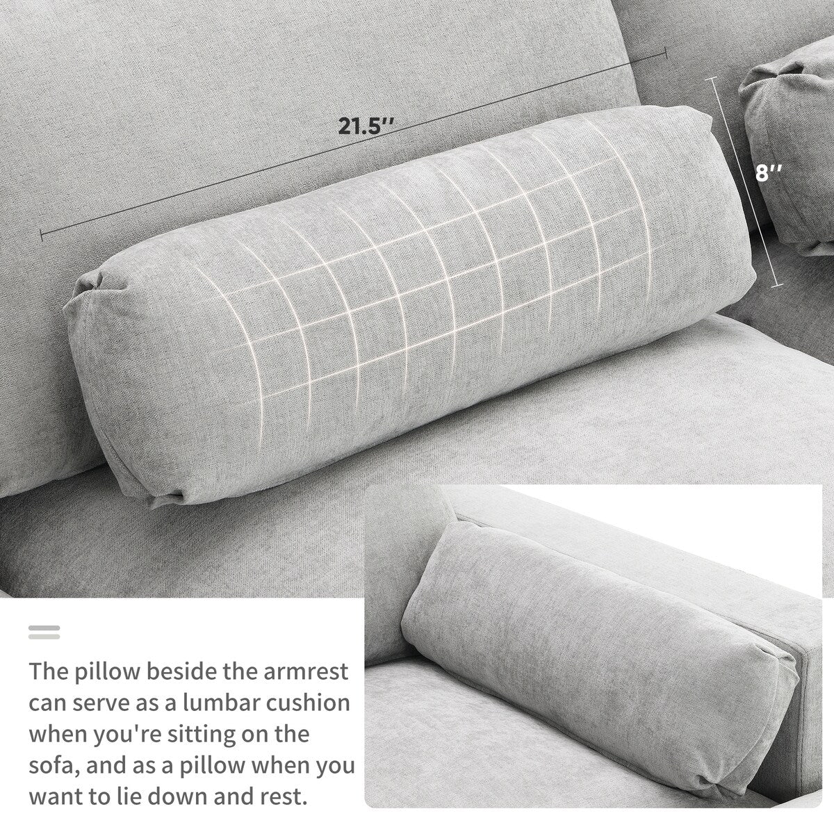 Chenille U-Shaped Sectional Sofa, Convertible Sofa Bed with Ottoman