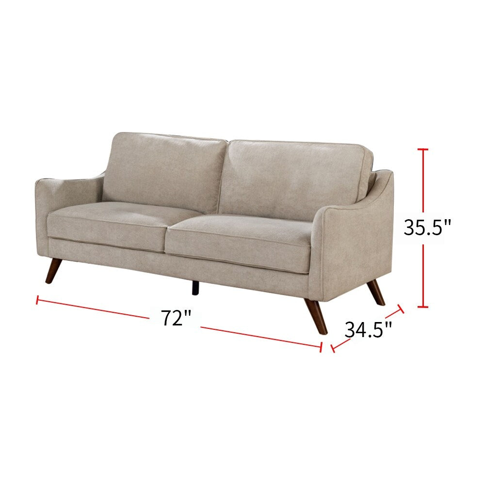 Chenille and Wood Sofa in Light Gray Finish