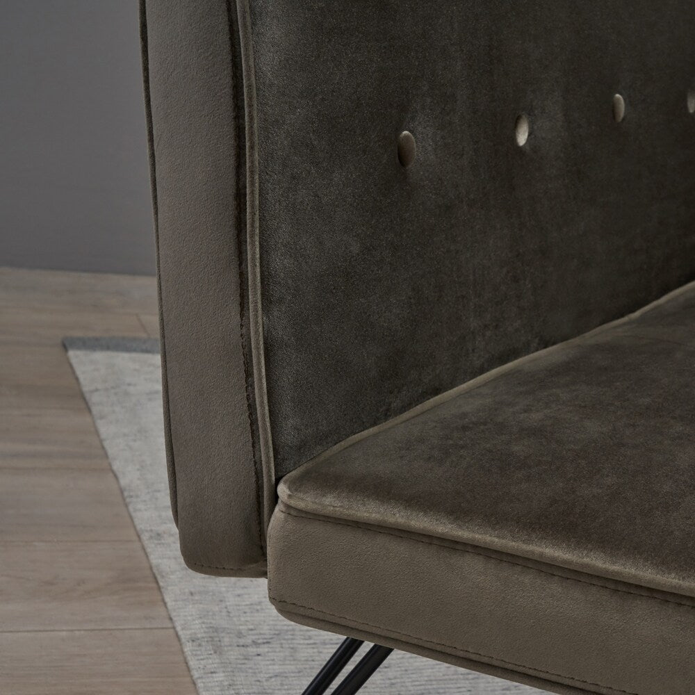 Chequeset Minimalist Dining Bench Settee with Tufted Velvet Cushion by Christopher Knight Home - N/A