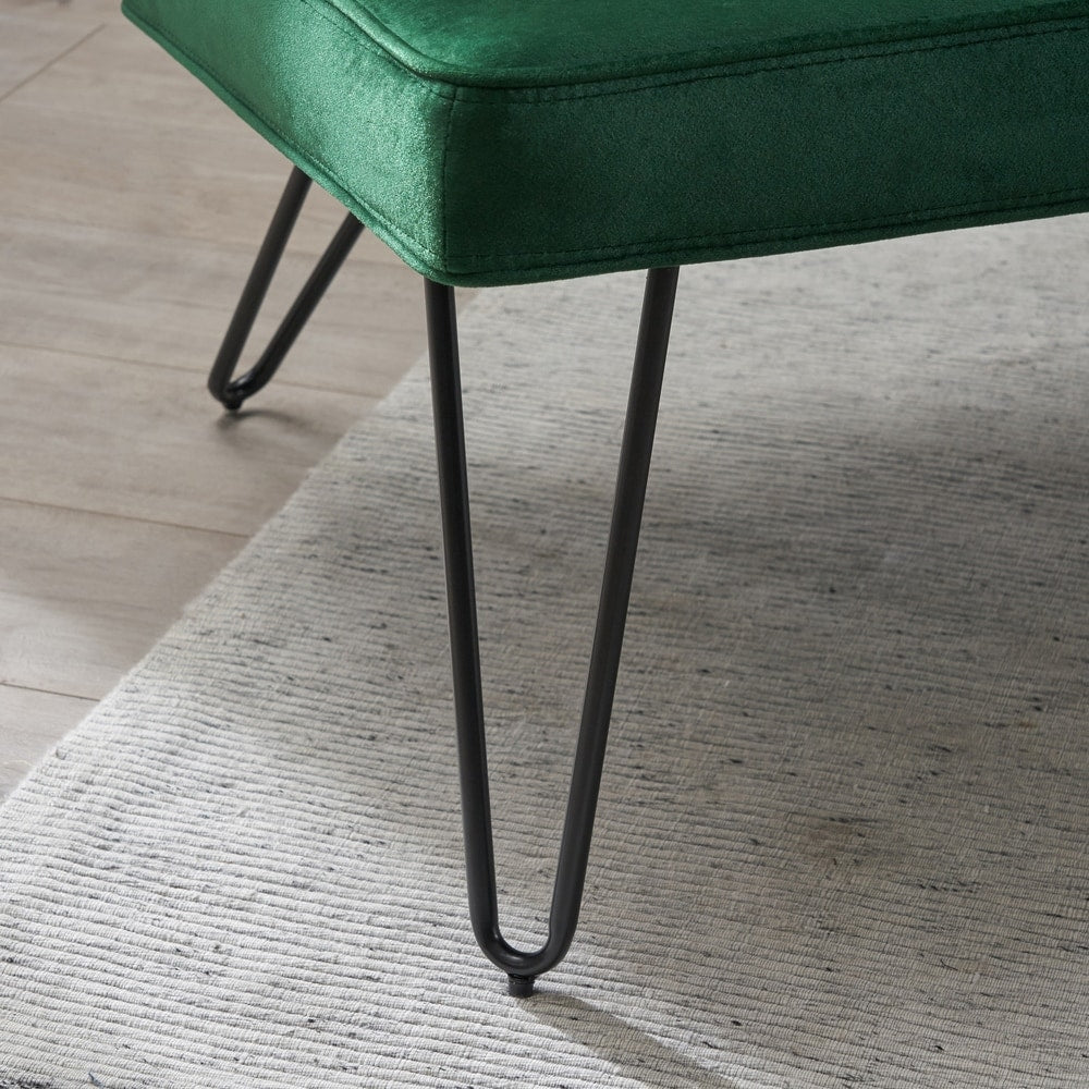 Chequeset Minimalist Dining Bench Settee with Tufted Velvet Cushion by Christopher Knight Home - N/A