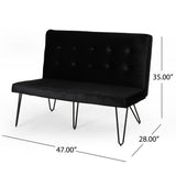 Chequeset Minimalist Dining Bench Settee with Tufted Velvet Cushion by Christopher Knight Home - N/A