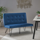 Chequeset Minimalist Dining Bench Settee with Tufted Velvet Cushion by Christopher Knight Home - N/A