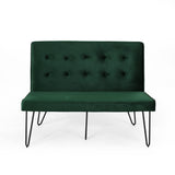 Chequeset Minimalist Dining Bench Settee with Tufted Velvet Cushion by Christopher Knight Home - N/A