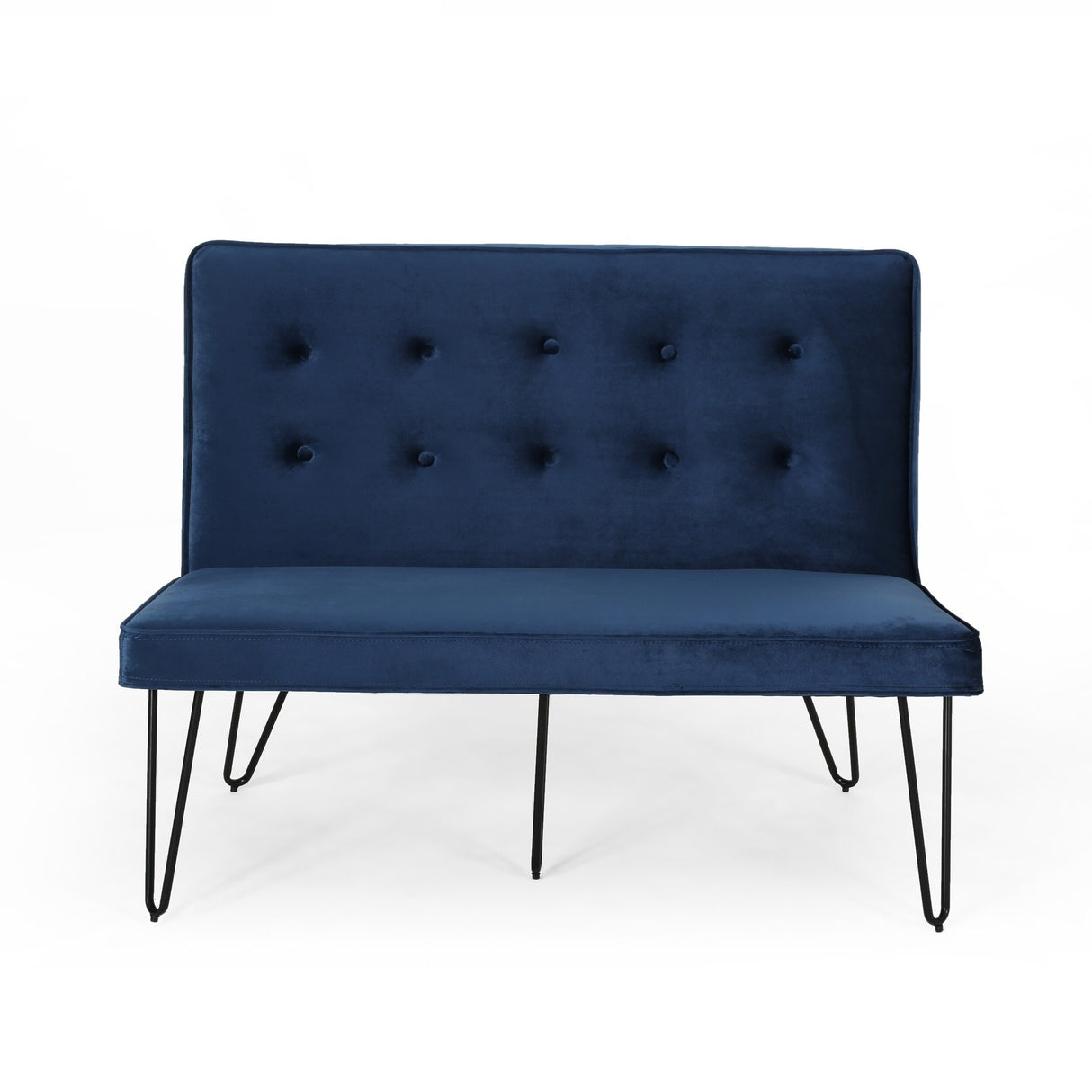 Chequeset Minimalist Dining Bench Settee with Tufted Velvet Cushion by Christopher Knight Home - N/A