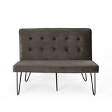 Chequeset Minimalist Dining Bench Settee with Tufted Velvet Cushion by Christopher Knight Home - N/A