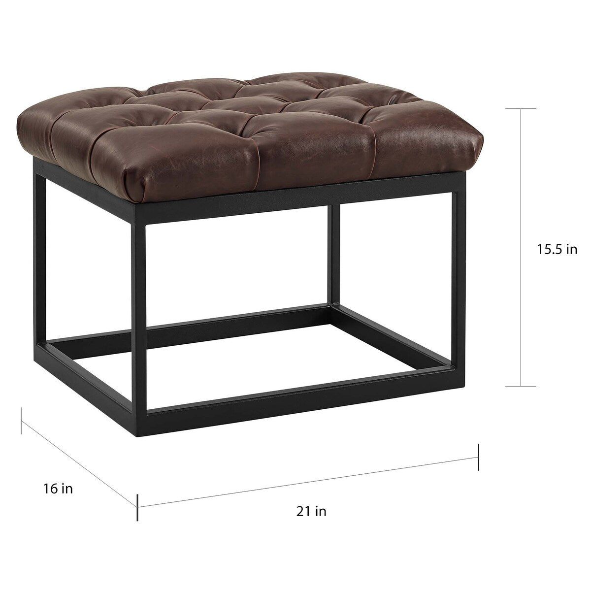 Cherish Antique Button Tufted Faux Leather Ottoman