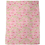Cherry Branches Pink Fleece Blanket
