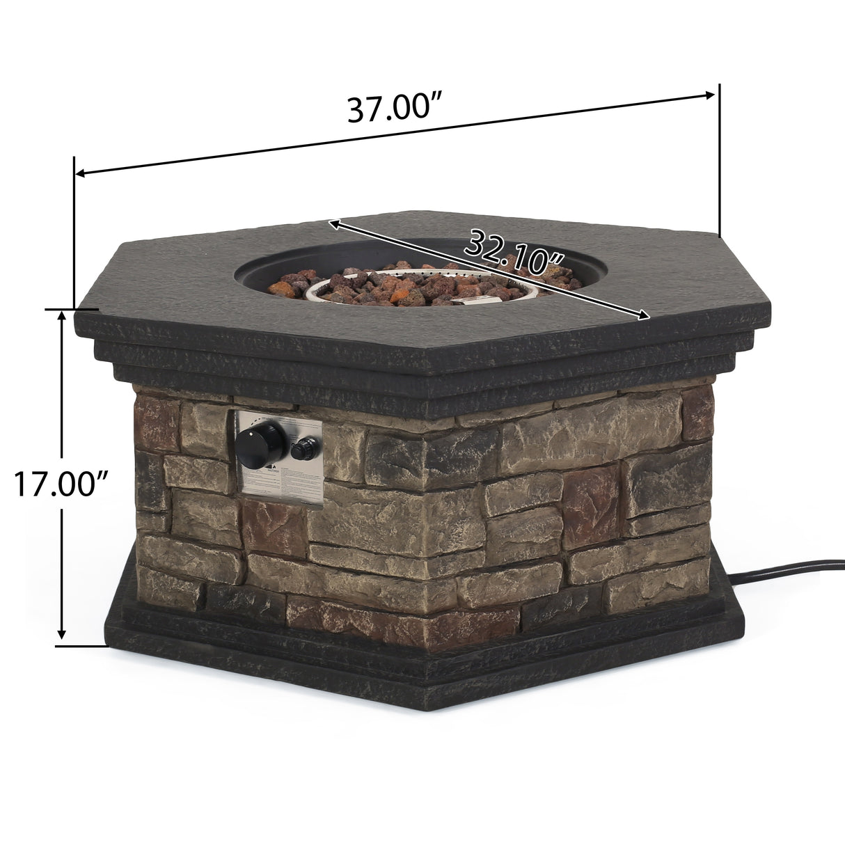 Chesney Outdoor 32" Octagonal 40,000 BTU Light Weight Concrete Fire Pit by Christopher Knight Home