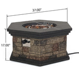 Chesney Outdoor 32" Octagonal 40,000 BTU Light Weight Concrete Fire Pit by Christopher Knight Home
