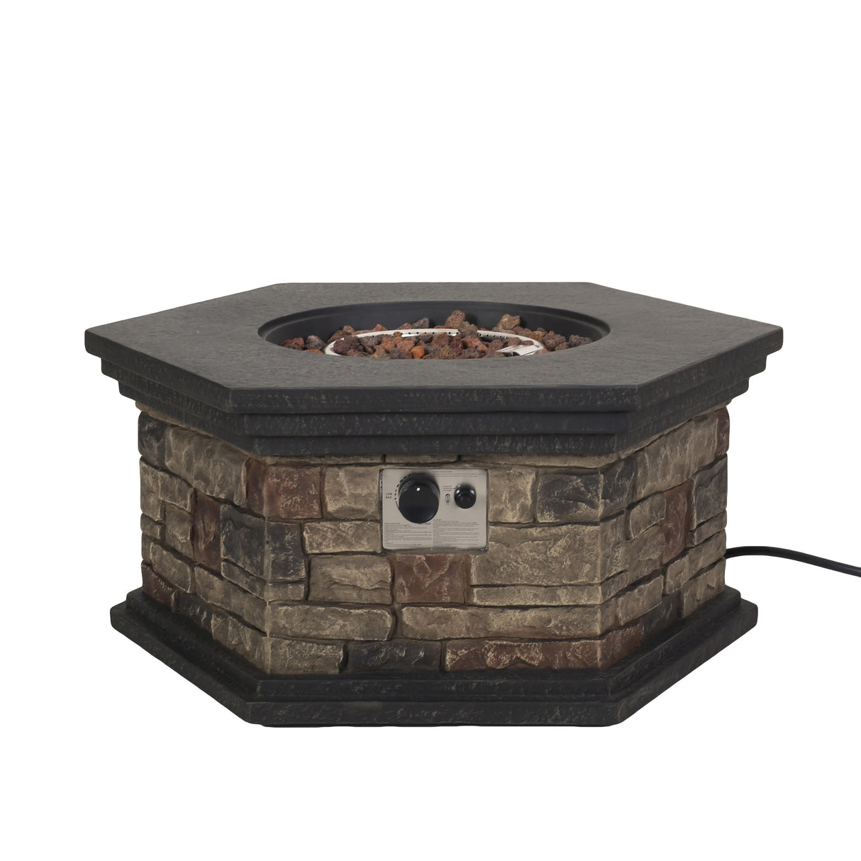 Chesney Outdoor 32" Octagonal 40,000 BTU Light Weight Concrete Fire Pit by Christopher Knight Home