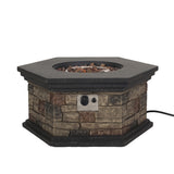 Chesney Outdoor 32" Octagonal 40,000 BTU Light Weight Concrete Fire Pit by Christopher Knight Home