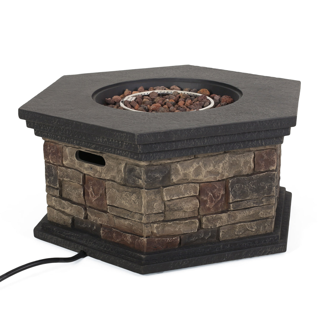 Chesney Outdoor 32" Octagonal 40,000 BTU Light Weight Concrete Fire Pit by Christopher Knight Home