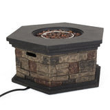 Chesney Outdoor 32" Octagonal 40,000 BTU Light Weight Concrete Fire Pit by Christopher Knight Home