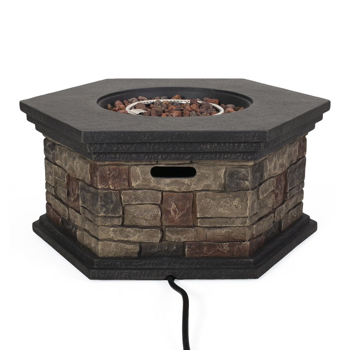 Chesney Outdoor 32" Octagonal 40,000 BTU Light Weight Concrete Fire Pit by Christopher Knight Home