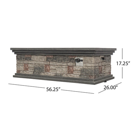 Chesney Outdoor 56" Rectangular 50,000 BTU Light Weight Concrete Fire Pit by Christopher Knight Home