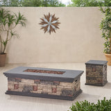 Chesney Outdoor 56" Rectangular 50,000 BTU Light Weight Concrete Fire Pit by Christopher Knight Home