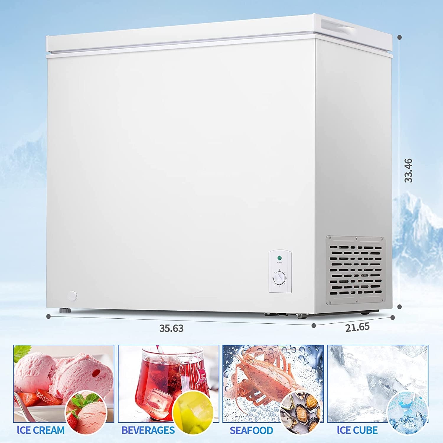 Chest Freezer, 7 cu ft Compact Mini Freezer With Low Noise
