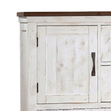 Chest with Plank Design 4 Drawers and Contrasting Top, White and Brown