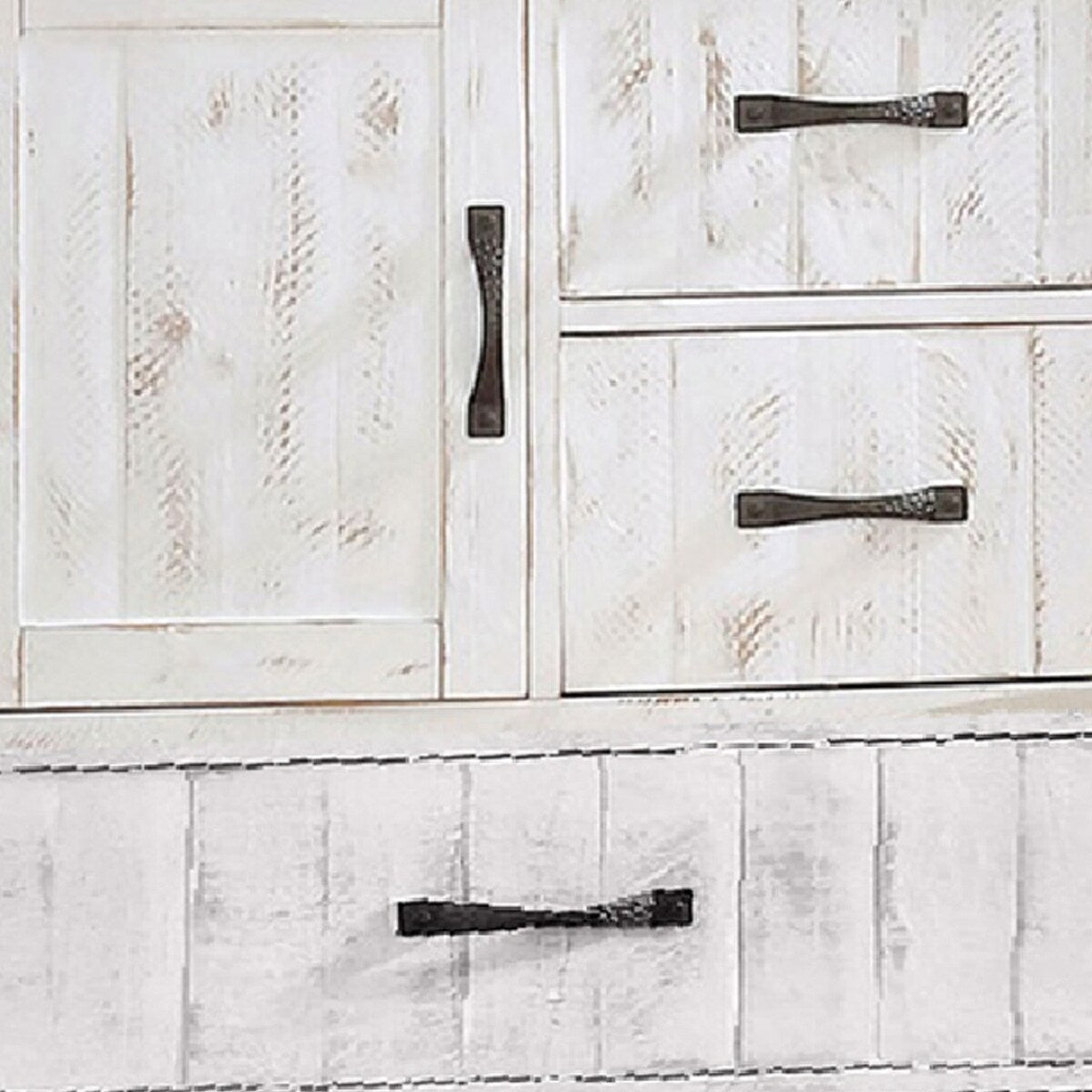 Chest with Plank Design 4 Drawers and Contrasting Top, White and Brown