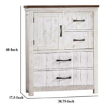 Chest with Plank Design 4 Drawers and Contrasting Top, White and Brown