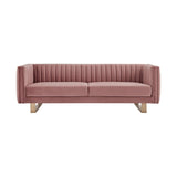 Chesterfield Design Fabric Sofa with Vertical Tufted Channels, Purple