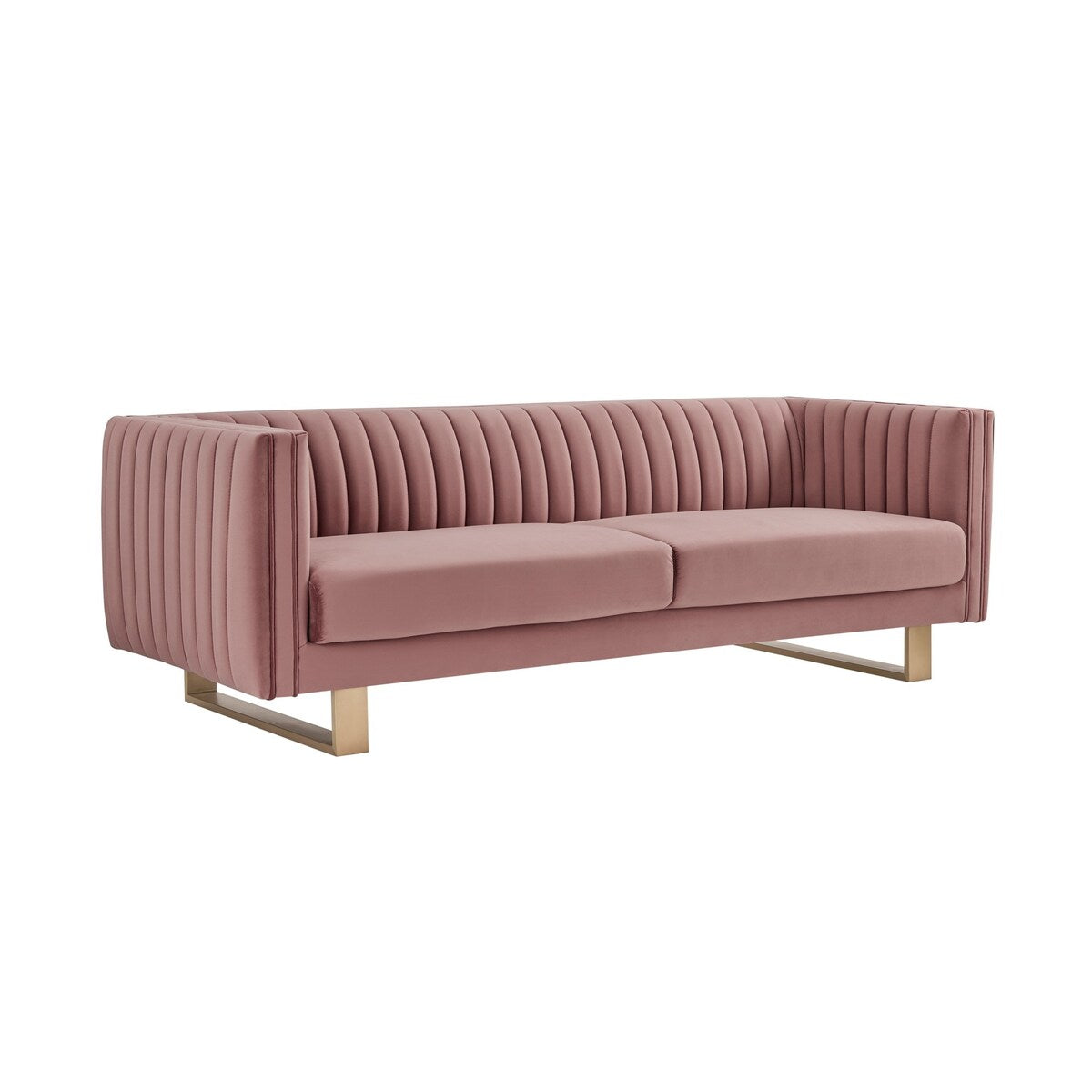 Chesterfield Design Fabric Sofa with Vertical Tufted Channels, Purple
