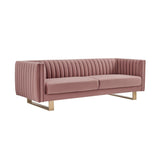 Chesterfield Design Fabric Sofa with Vertical Tufted Channels, Purple