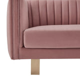 Chesterfield Design Fabric Sofa with Vertical Tufted Channels, Purple
