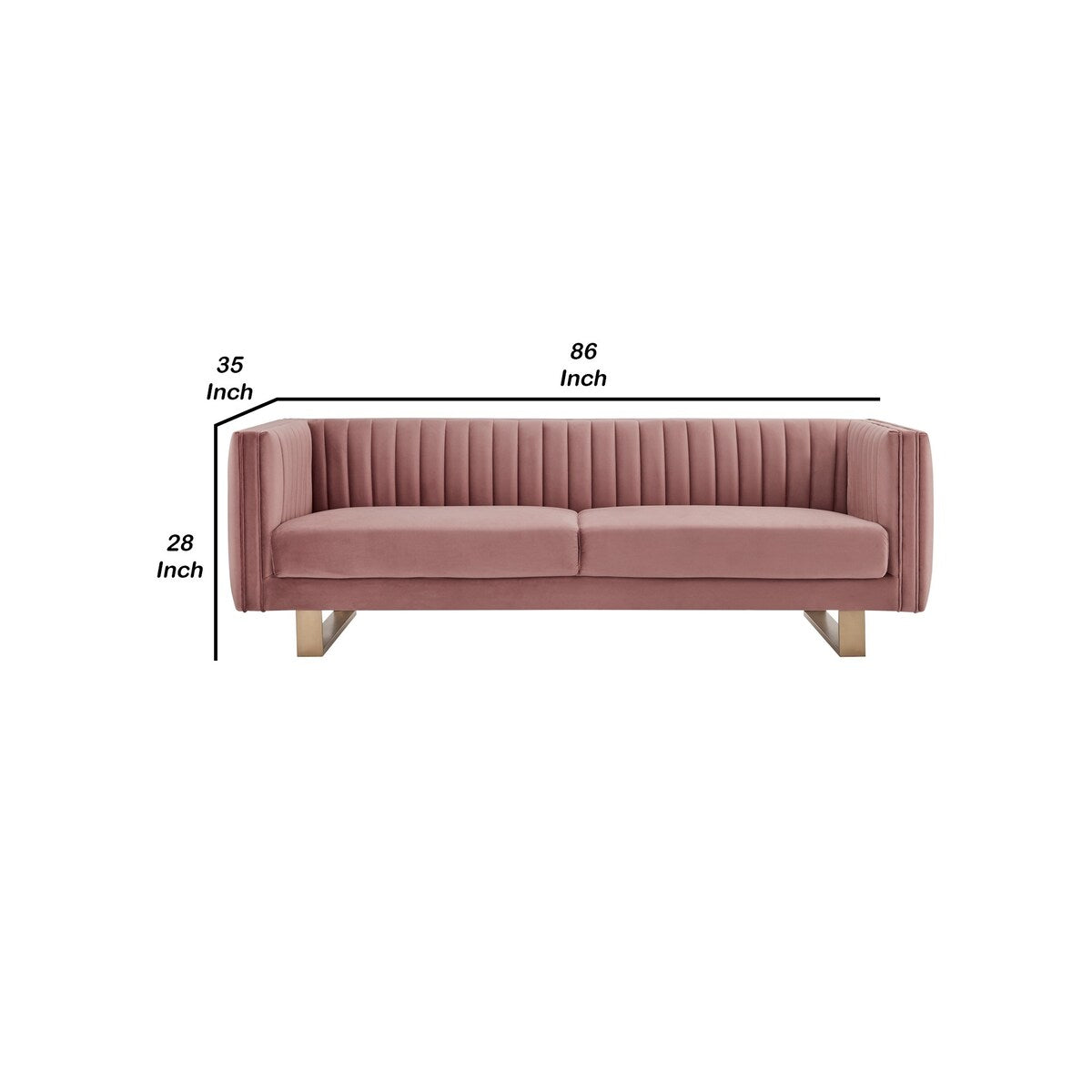 Chesterfield Design Fabric Sofa with Vertical Tufted Channels, Purple