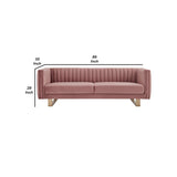 Chesterfield Design Fabric Sofa with Vertical Tufted Channels, Purple